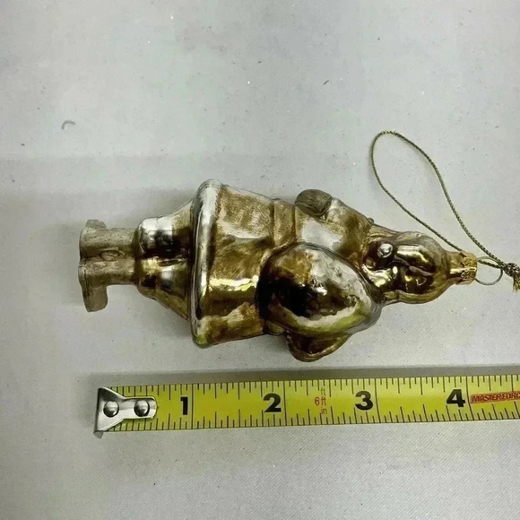 Santa Claus Glass Christmas Tree Hanging Ornament Gold Holiday Decor - Picture 3 of 4